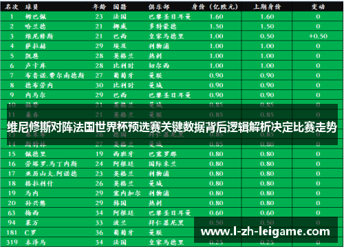 维尼修斯对阵法国世界杯预选赛关键数据背后逻辑解析决定比赛走势